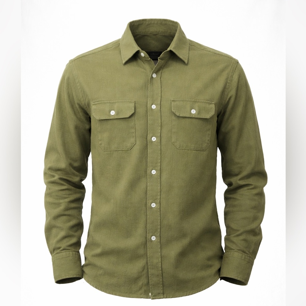 Flint And Tinder Shirt Mens M Green‎ Pocket Casual Button Down Long Sleeve